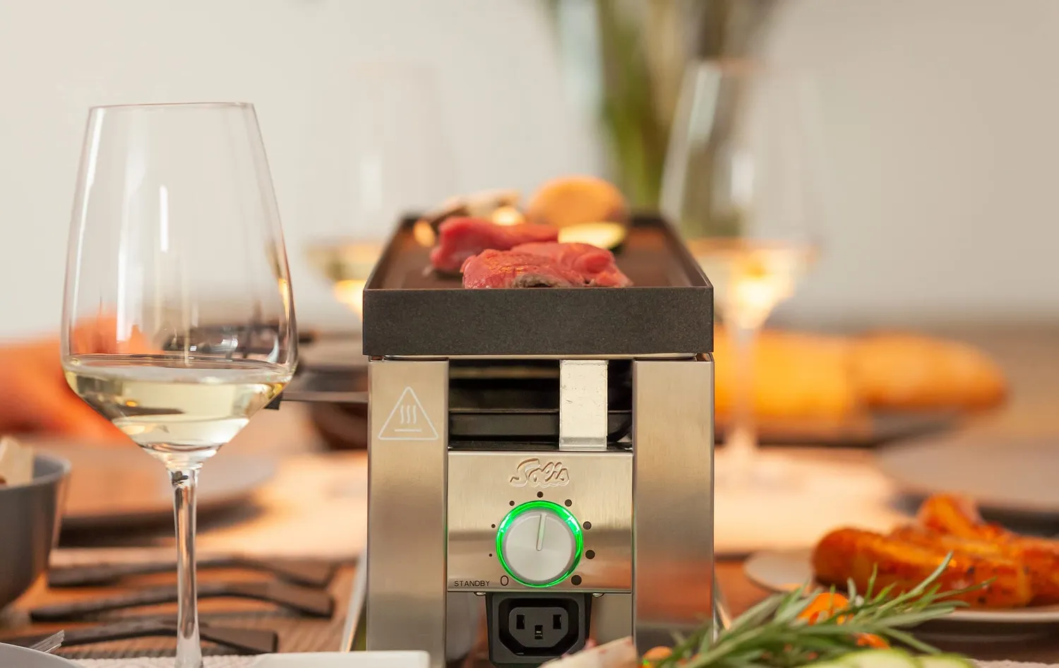 Solis 4 en 1 raclette grill table 3 personnes inox 650 W
