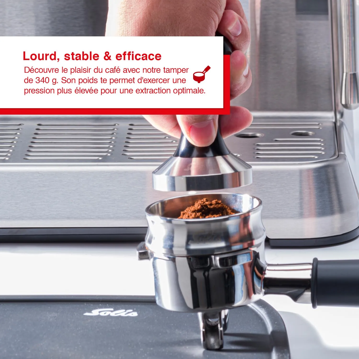 Solis 51 mm tamper presse café aluminium