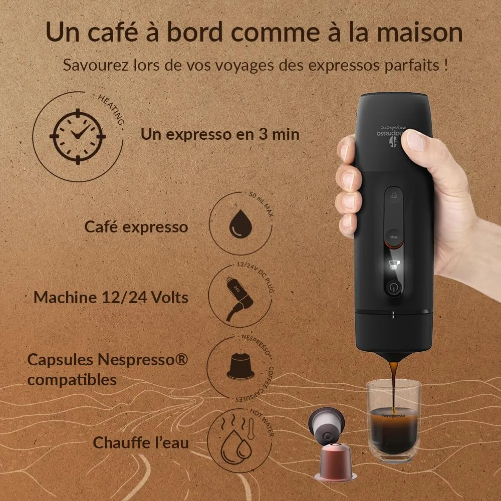 Handpresso Auto Capsule cafetière 12V noir coffret auto