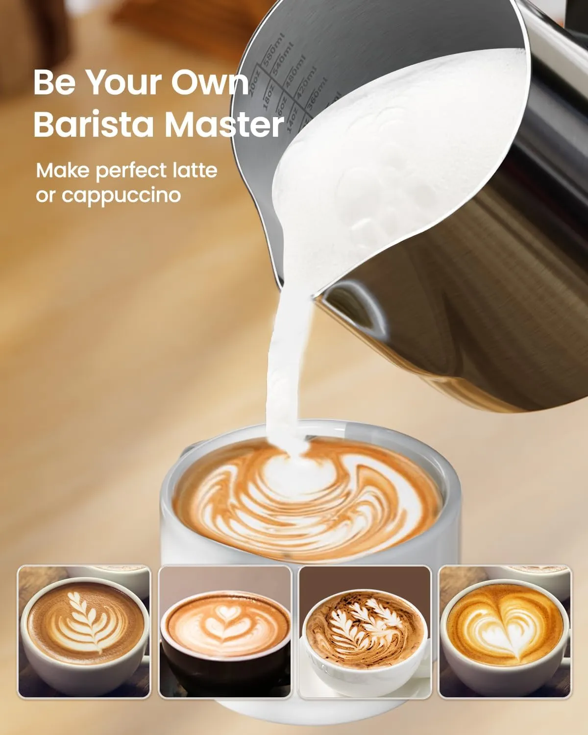 Maestri House pichet lait inox 600 ml stylo latte art