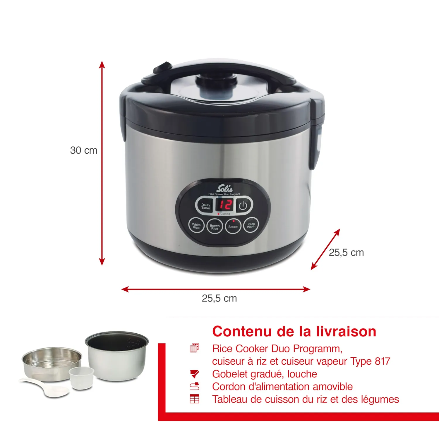 Solis Rice Cooker Duo 817 cuiseur riz 1,2 L 6 tasses