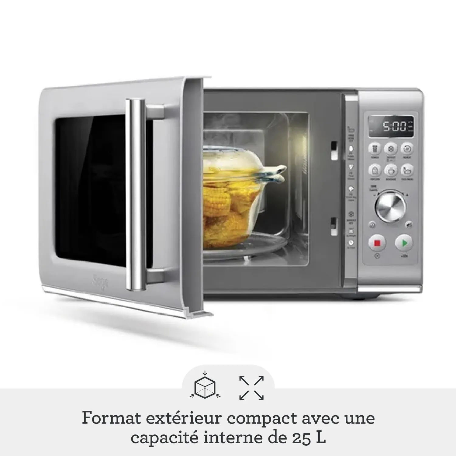 Sage Compact Wave Soft Close micro-ondes 25 L argent silencieux