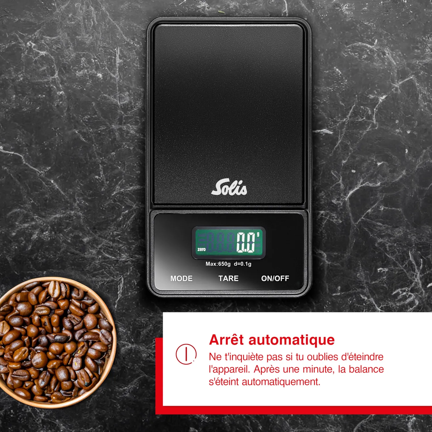 Solis 1030 balance café précision 650 g mouture 0,1 g