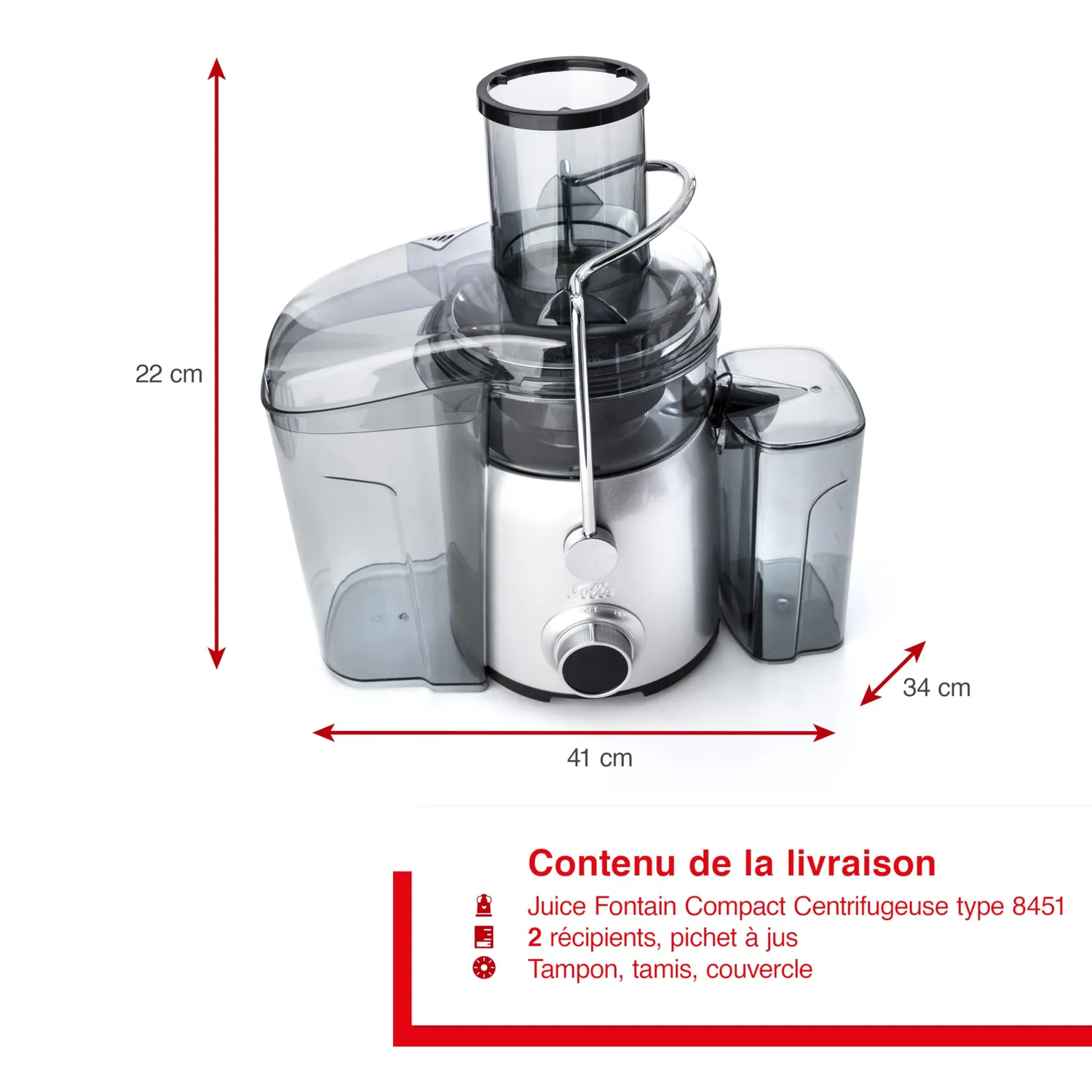 Solis Juice Fountain Compact 8451 centrifugeuse inox 4 vitesses