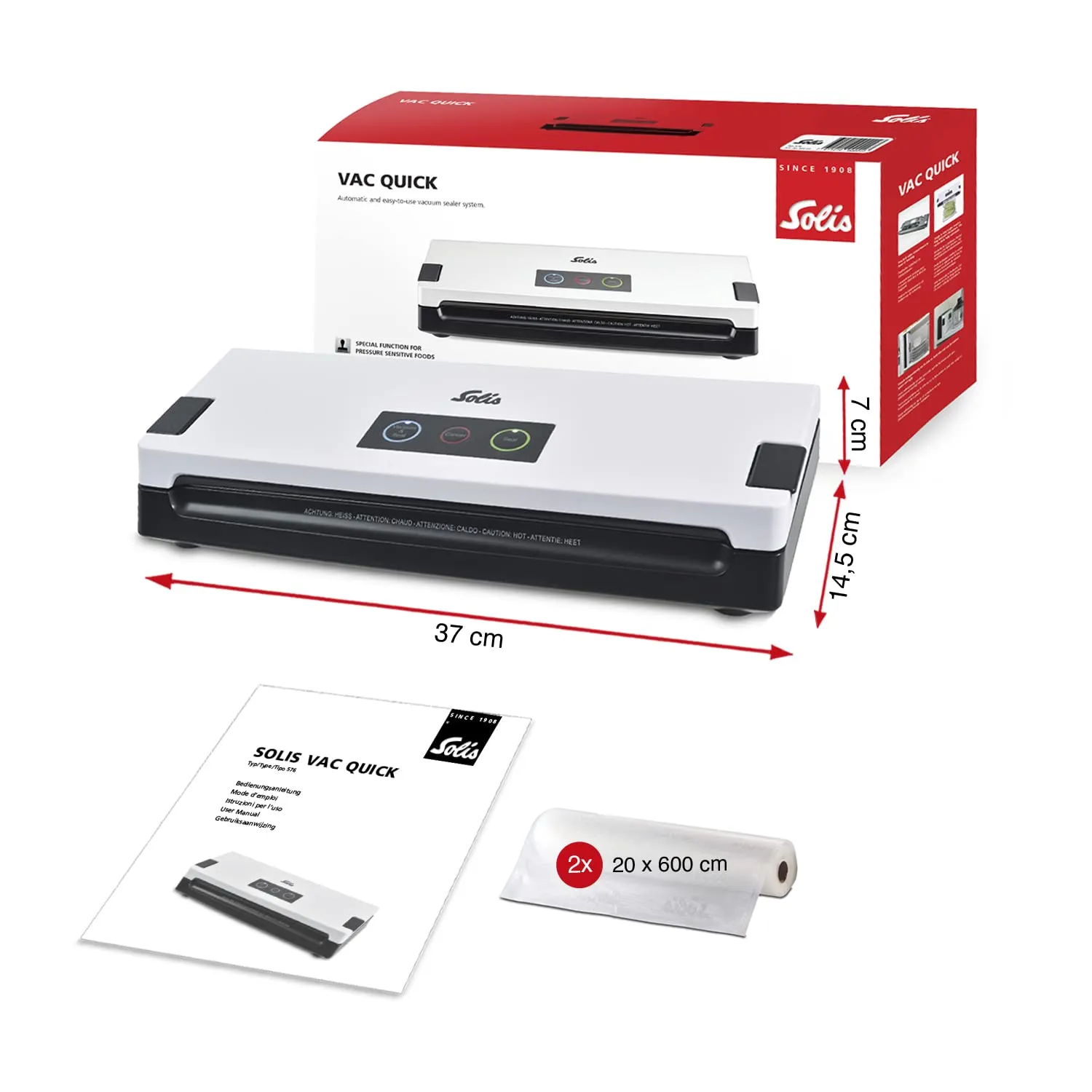 Solis Vac Quick 576 machine sous vide grise + 2 rouleaux