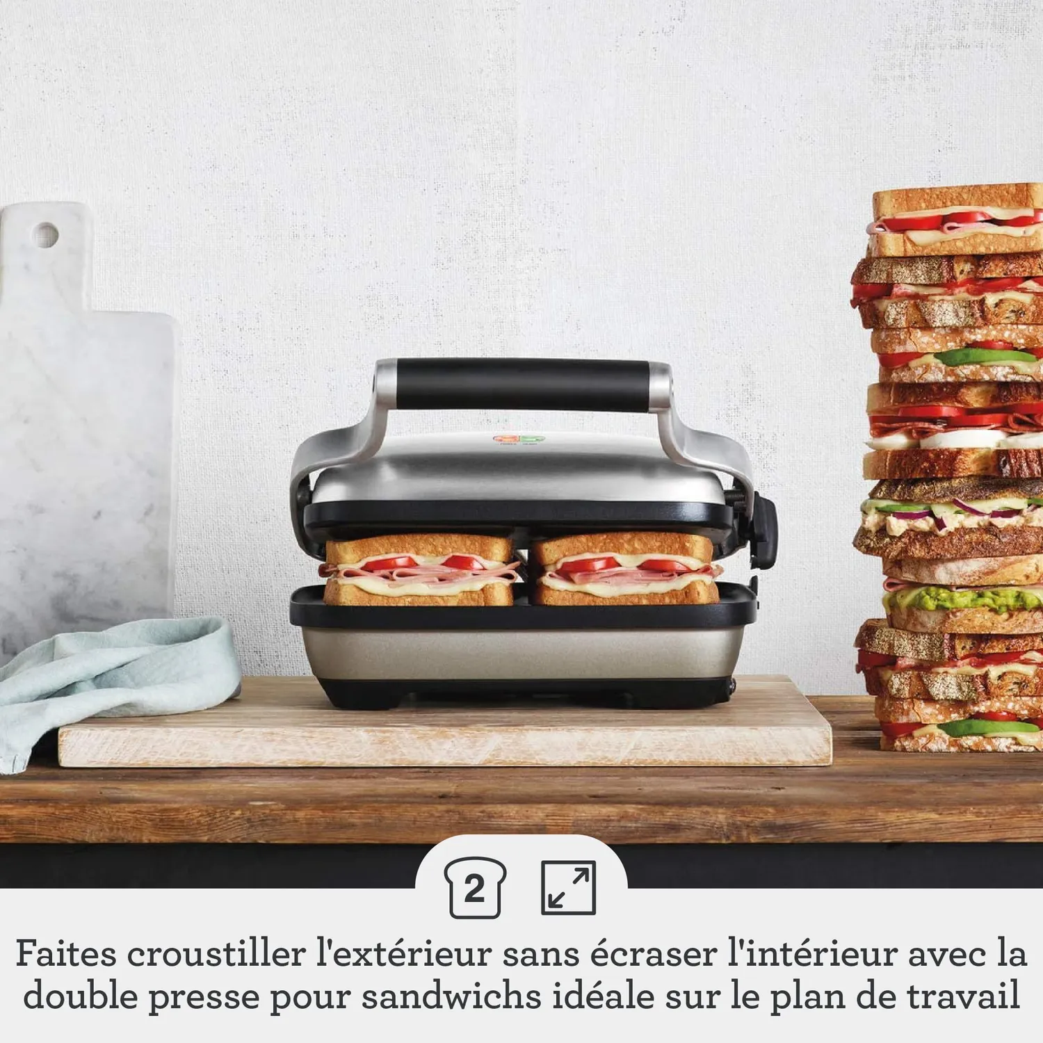 Sage Perfect Press grille sandwich acier brossé