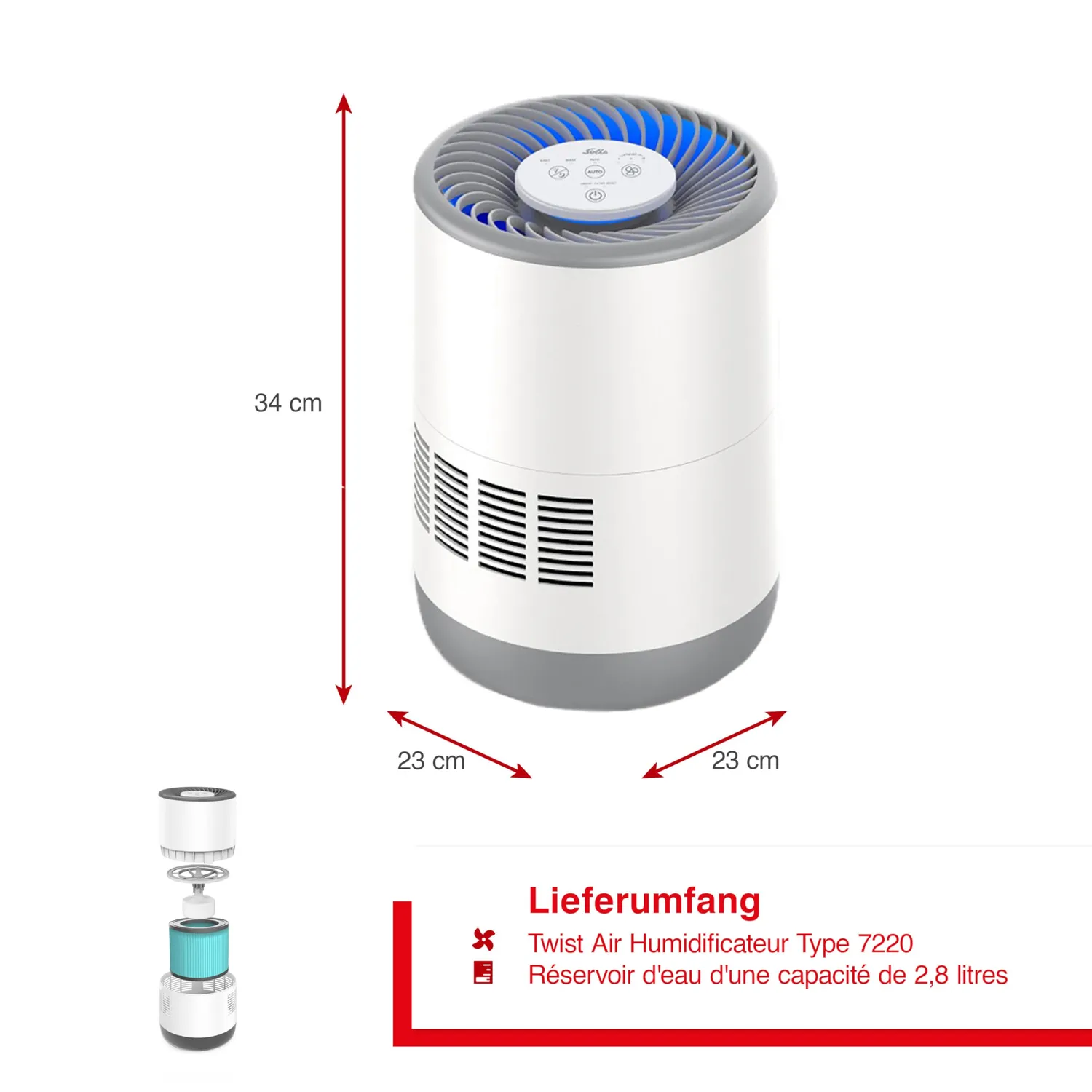 Solis 969.98 humidificateur ultrasons 0,5 L carbone