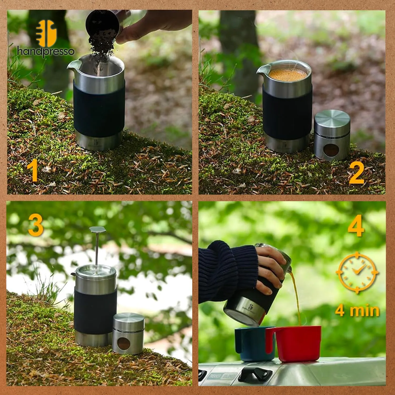 Handpresso Travel Press cafetière piston inox 0,35 L
