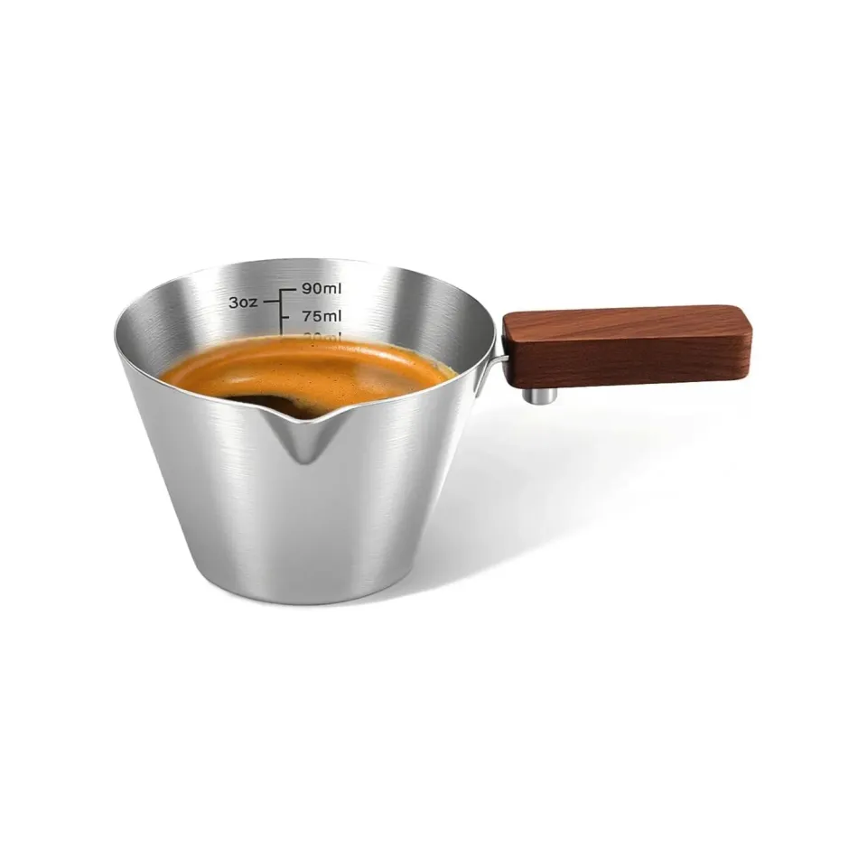 Maestri House tasse doseuse espresso inox noir 90ml noyer