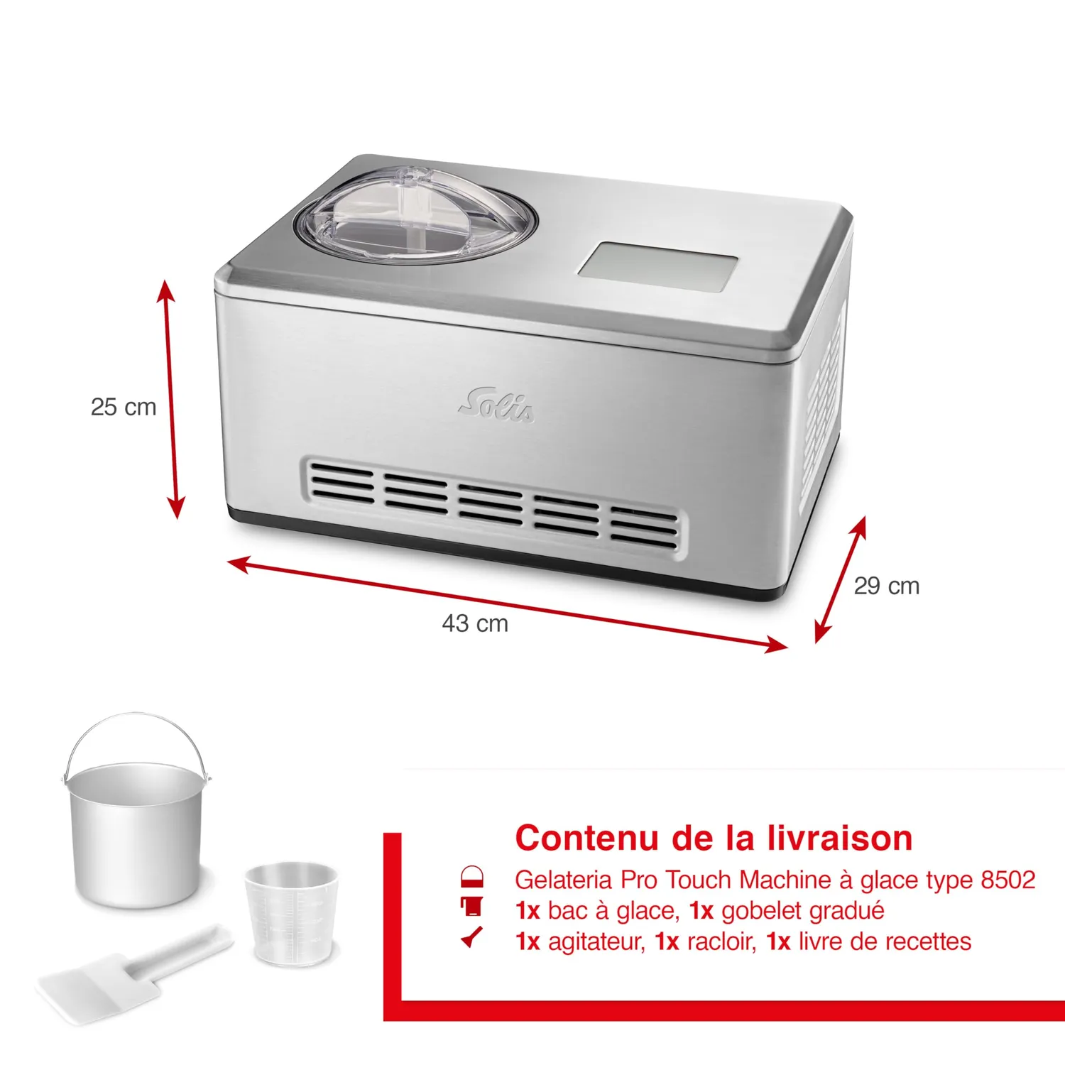 Solis Gelateria Pro Touch 8502 sorbetière 1,5 L inox