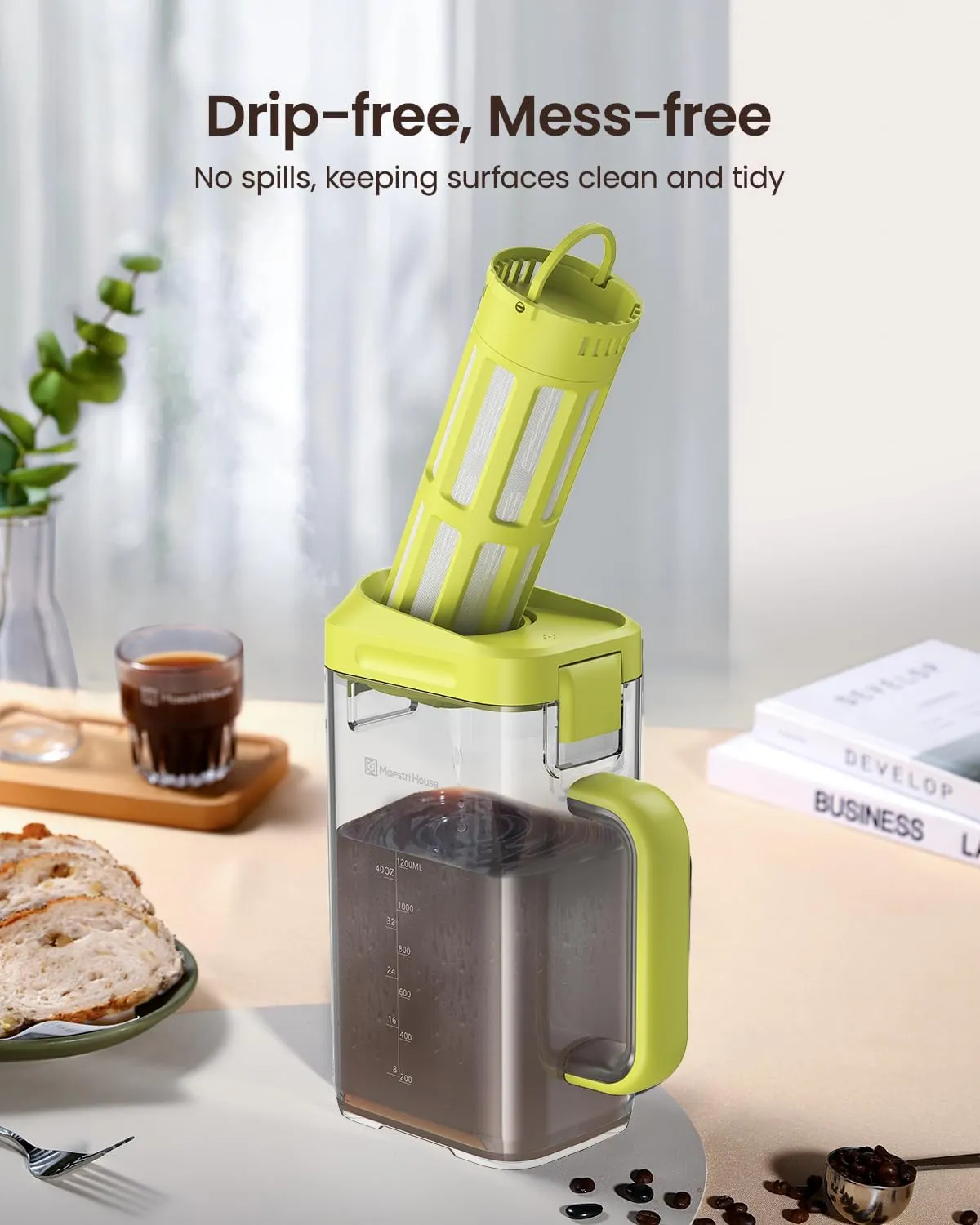 Maestri House CB40 cafetière cold brew verte 1,2 L filtre fin