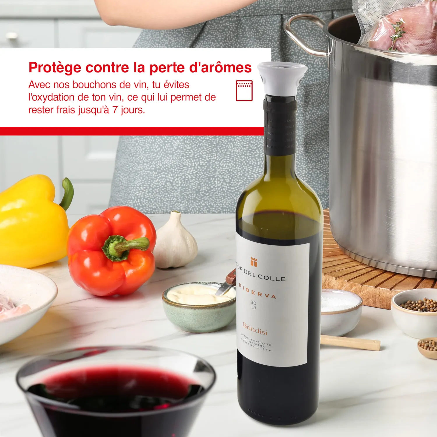 Solis bouchons vin sous vide lot de 2 avec tuyau