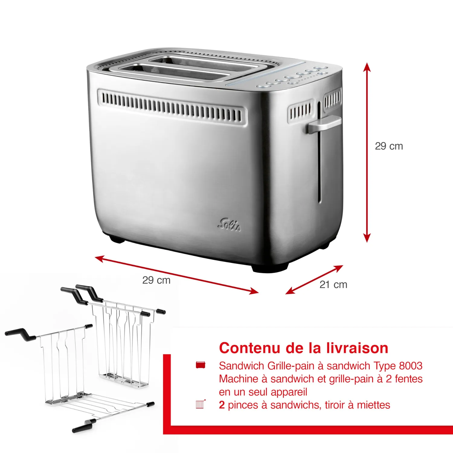 Solis Sandwich Toaster 8003 grille-pain turbo 2 fentes