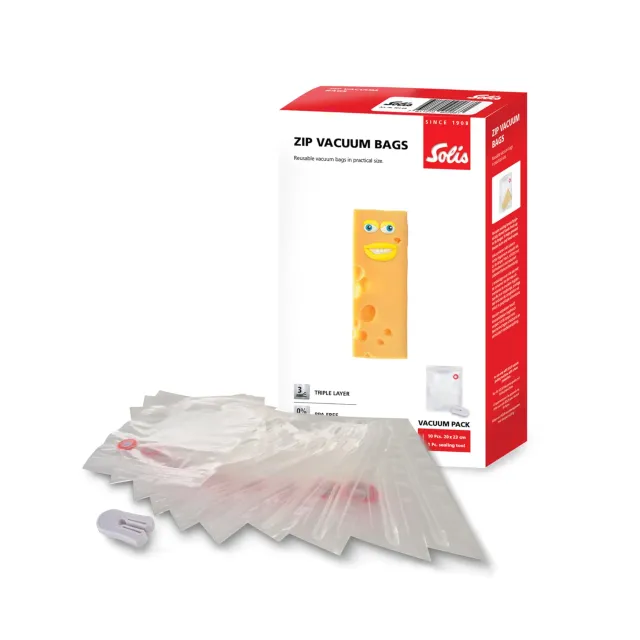 Solis Zip sacs sous vide 20x23 cm lot de 10 réutilisables