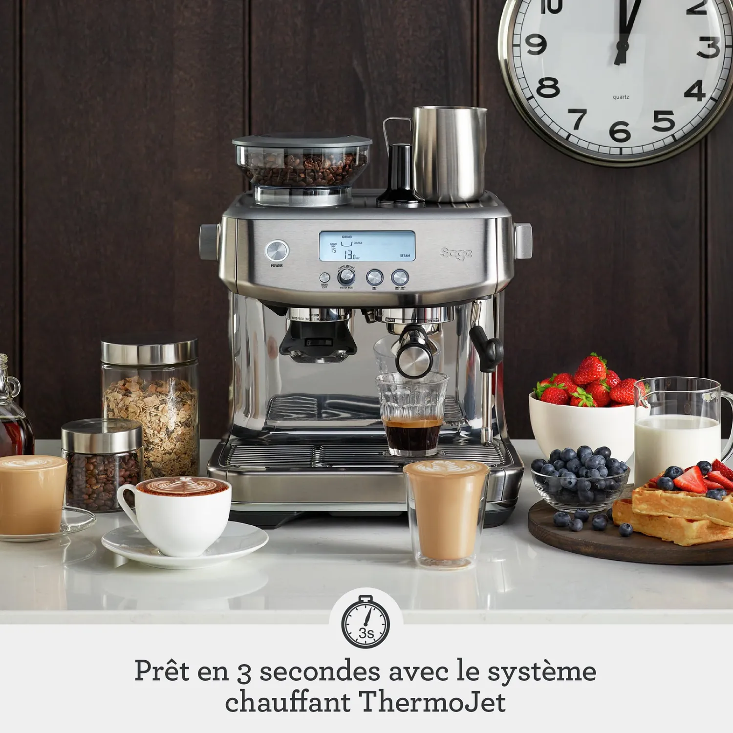 Sage Barista Pro SES878 machine expresso truffe noire moulin