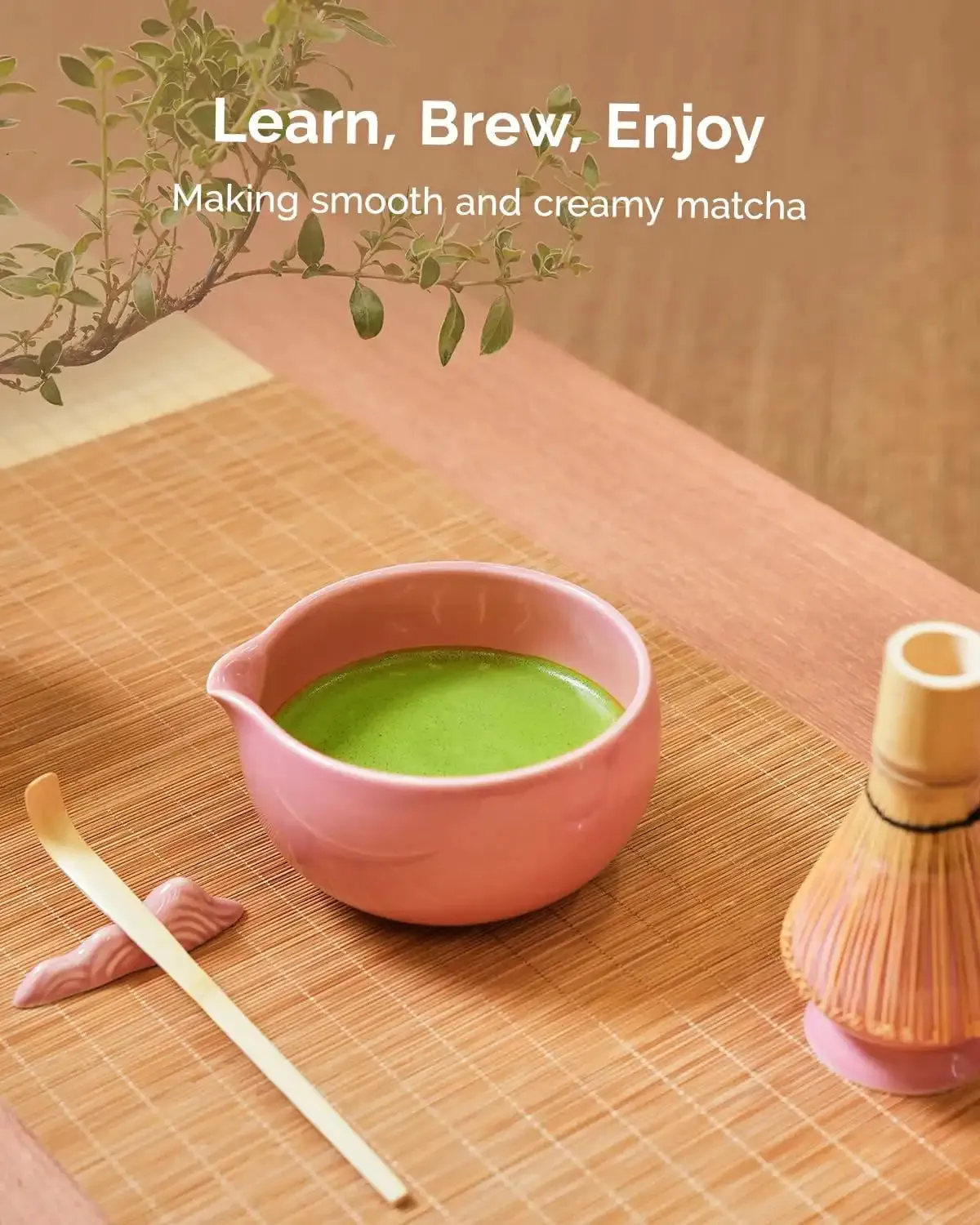 Maestri House MHMS01 kit matcha 7 pièces rose bambou