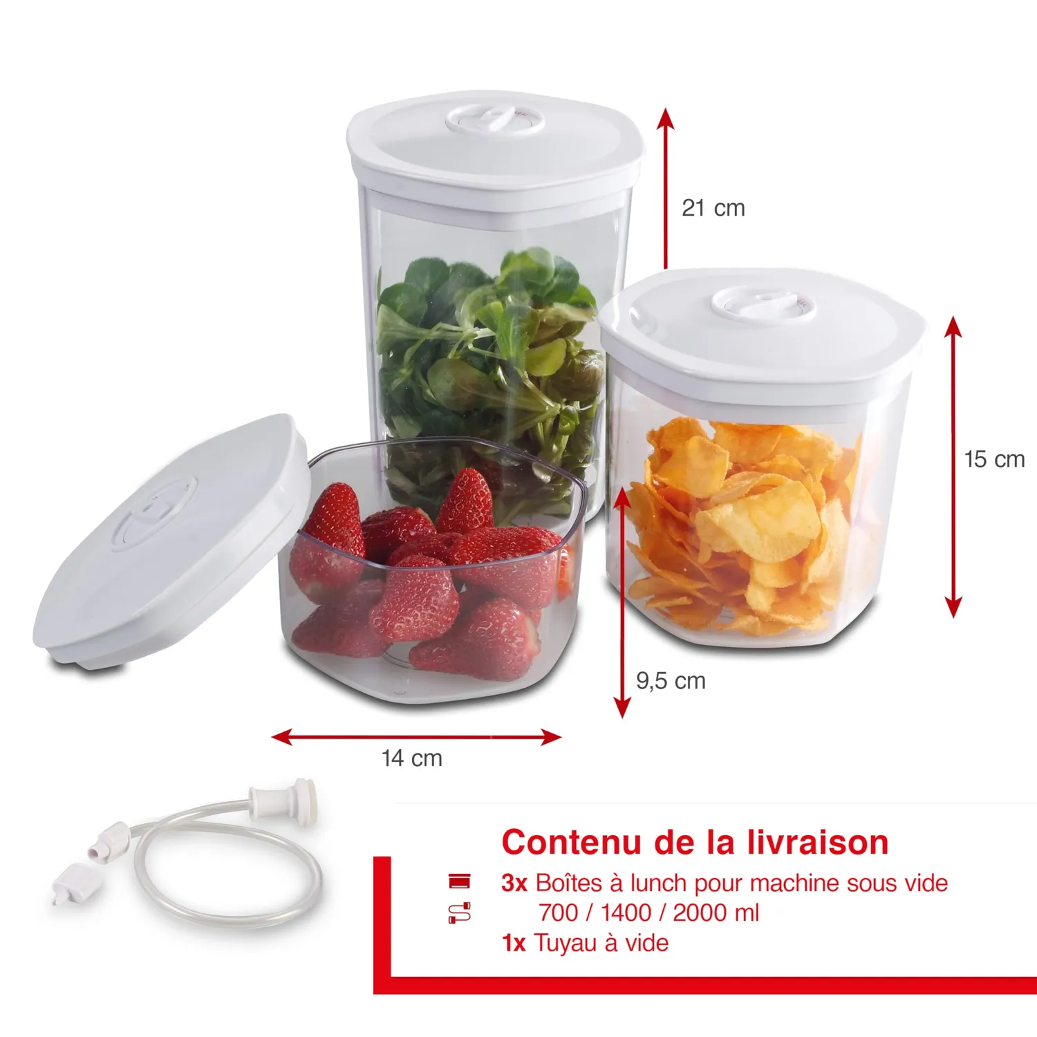 Solis 922.78 boîtes sous vide lot 3 blanc réfrigérateur