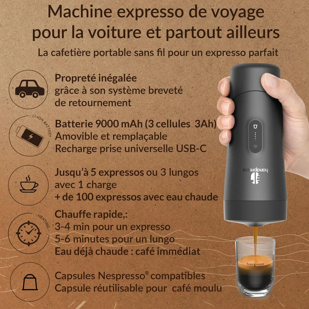Handpresso Auto machine expresso portable 19 bars capsules