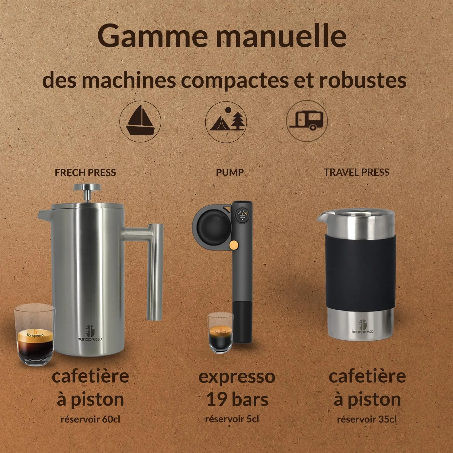 Handpresso French Press cafetière piston inox isotherme