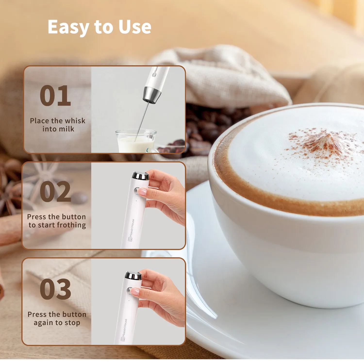 Maestri House LunaFro mousseur lait électrique USB-C