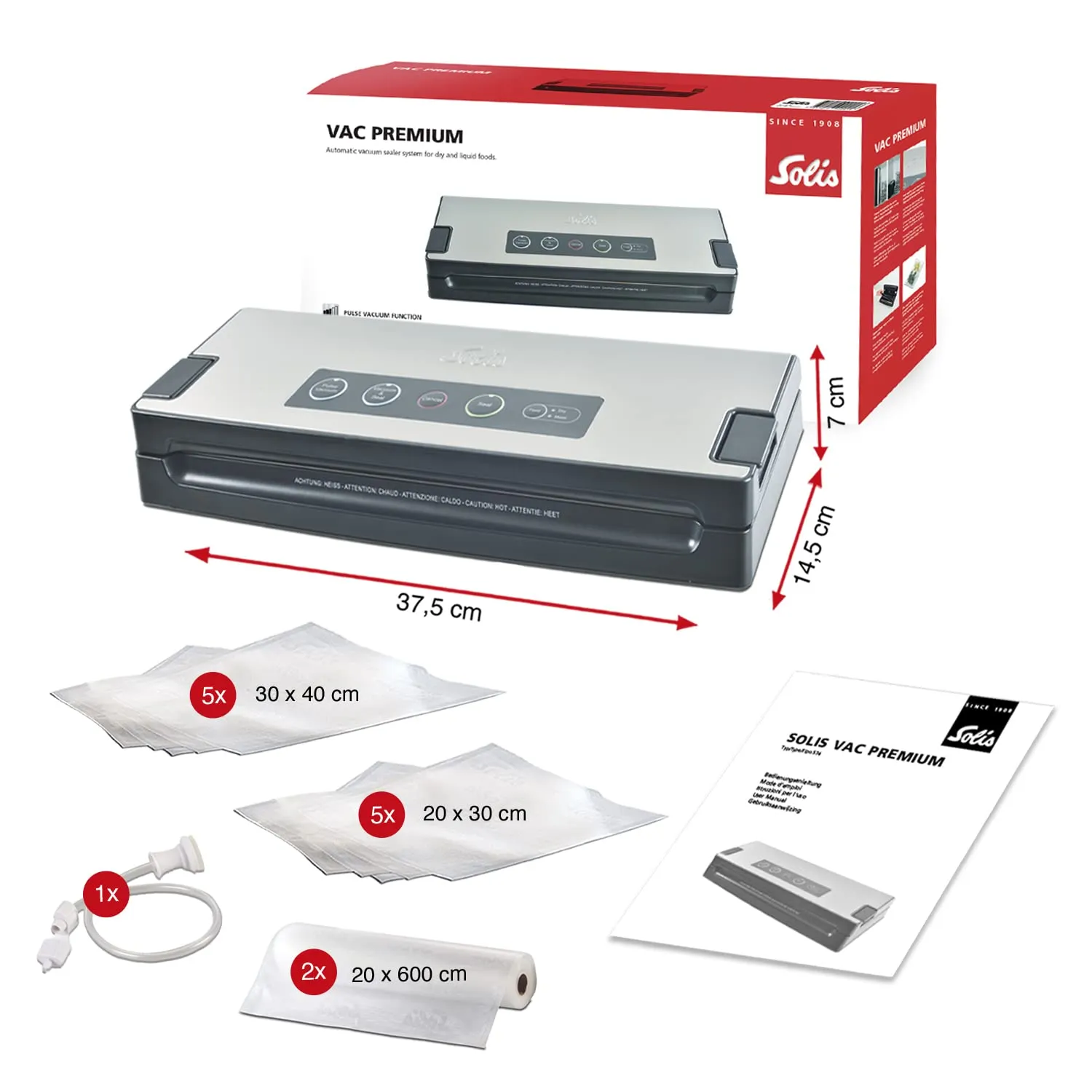 Solis Vac Premium 574 machine sous vide gris + 2 rouleaux
