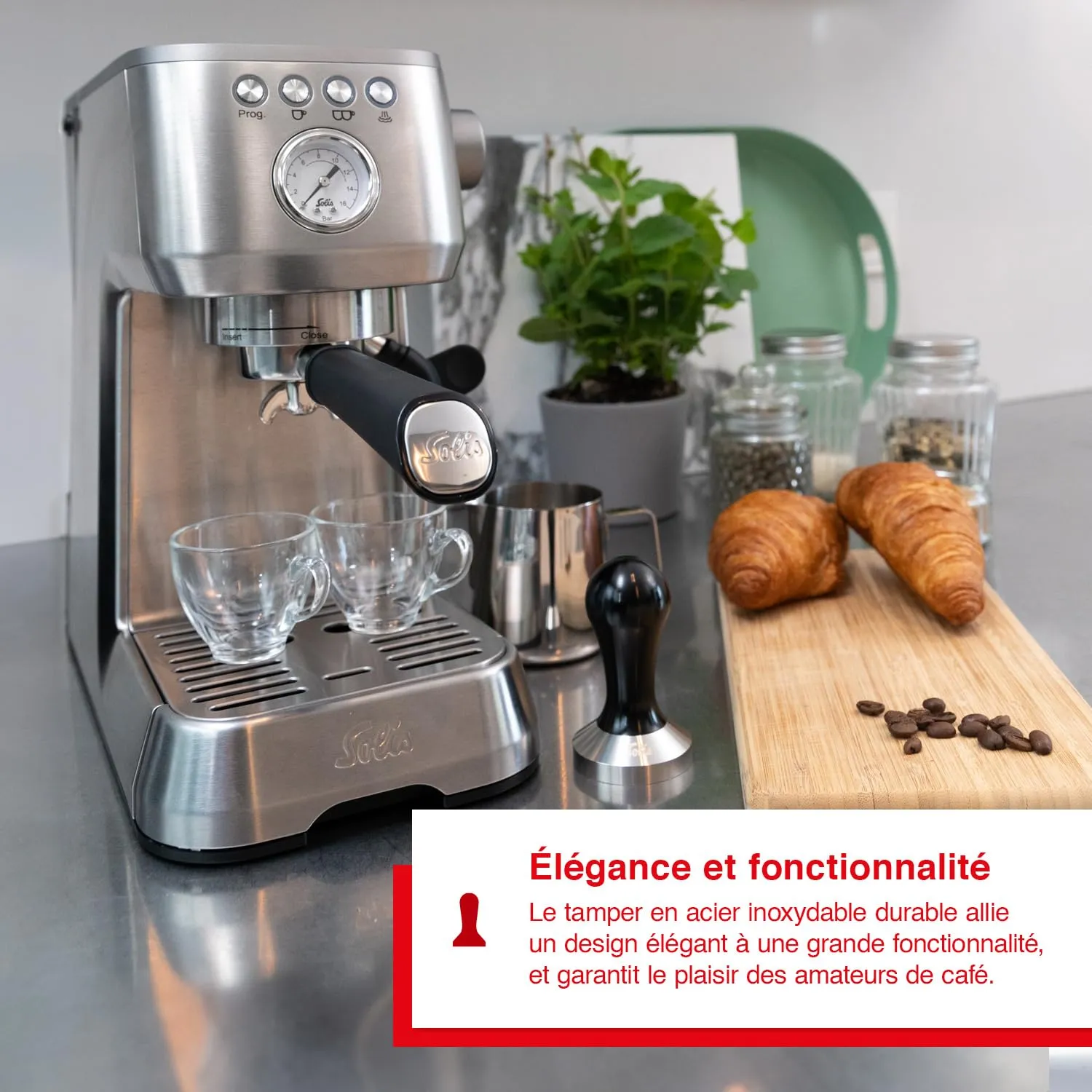 Solis 51 mm tamper presse café aluminium