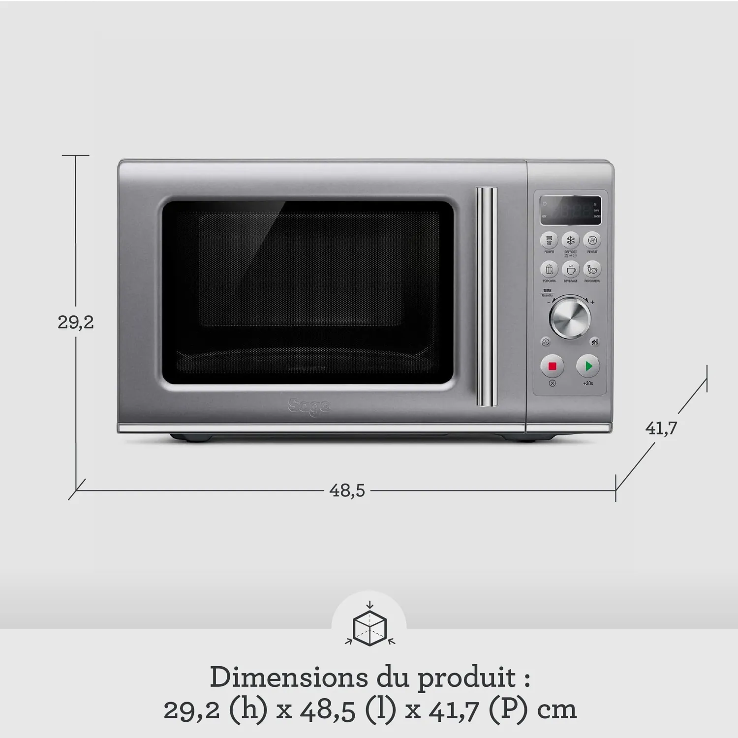 Sage Compact Wave Soft Close micro-ondes 25 L argent silencieux