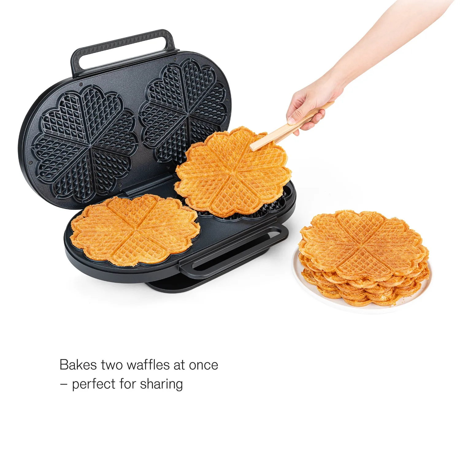 Wilfa Grand Double gaufrier double cœurs dorés