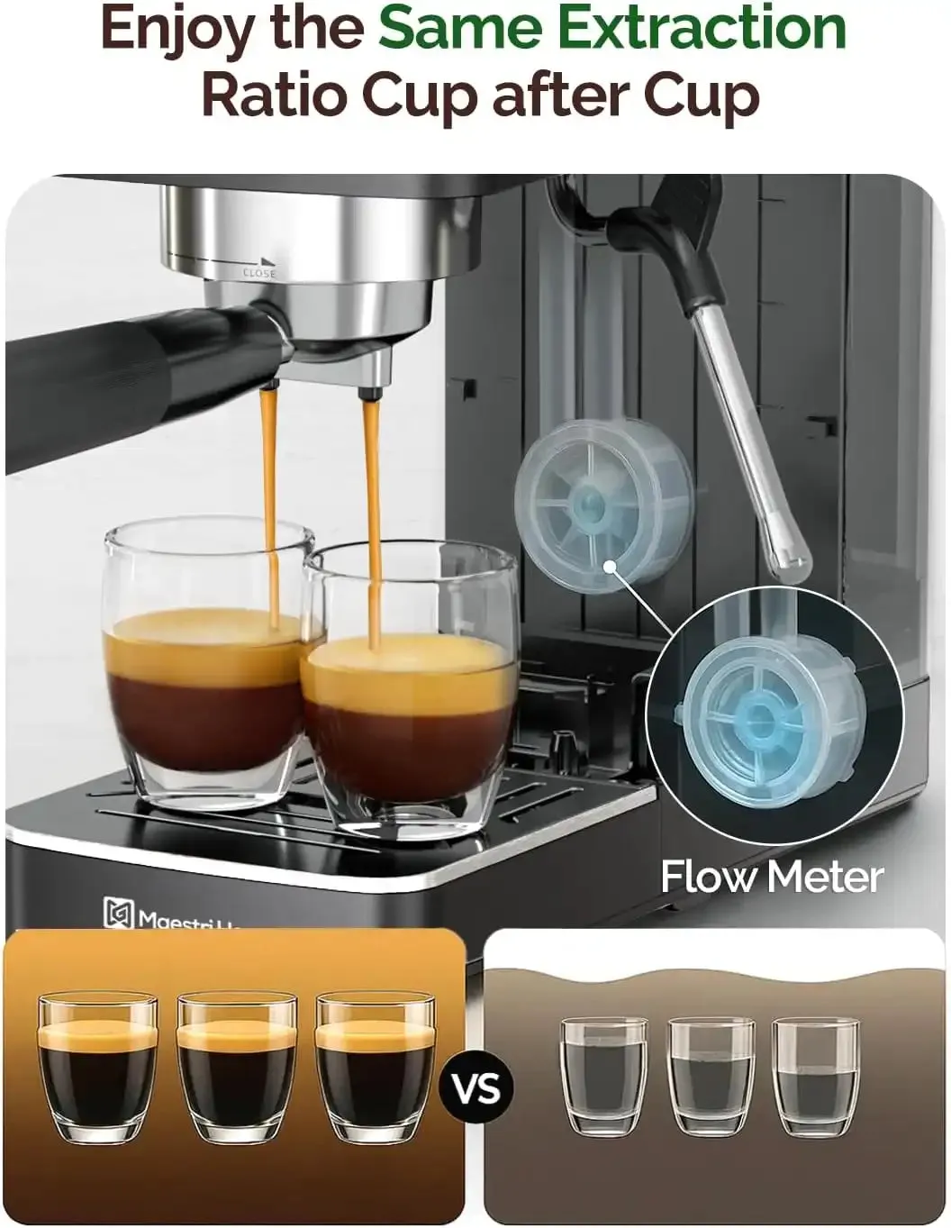 Maestri House Lab MHCM01 machine espresso noire 20 bars