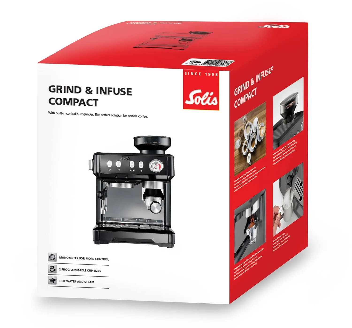 Solis Grind Infuse Compact 1018 machine expresso noire 2,5 L