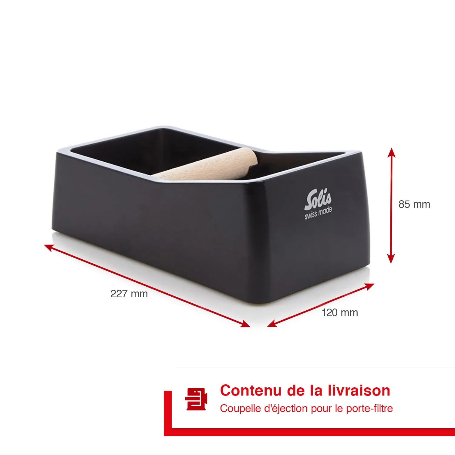 Solis Knock Box Bac à Marc Café Noir 0,8 L Antichoc