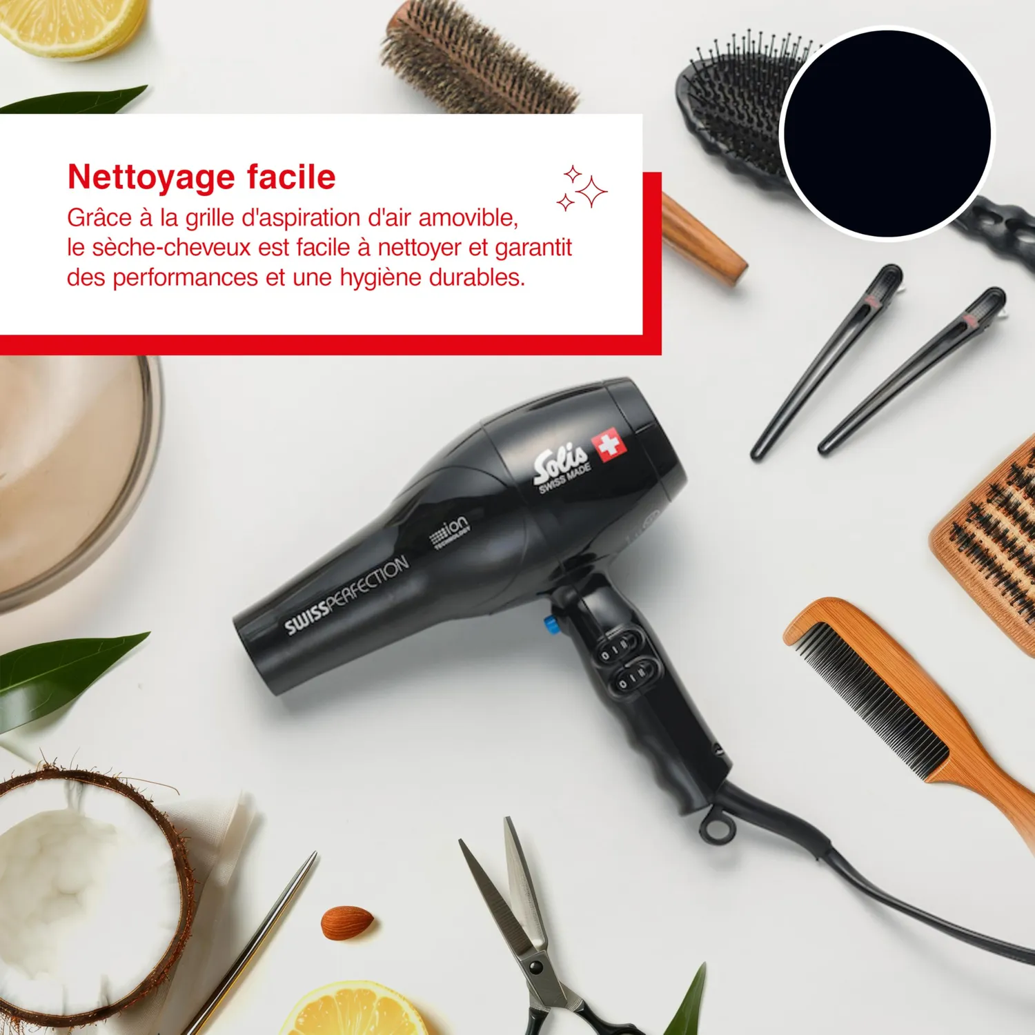 Solis Swiss Perfection Type 440 seche-cheveux noir 2300 W