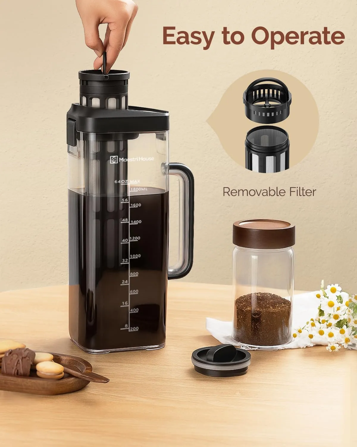 Maestri House House CB64 bouchon silicone cold brew rechange noir