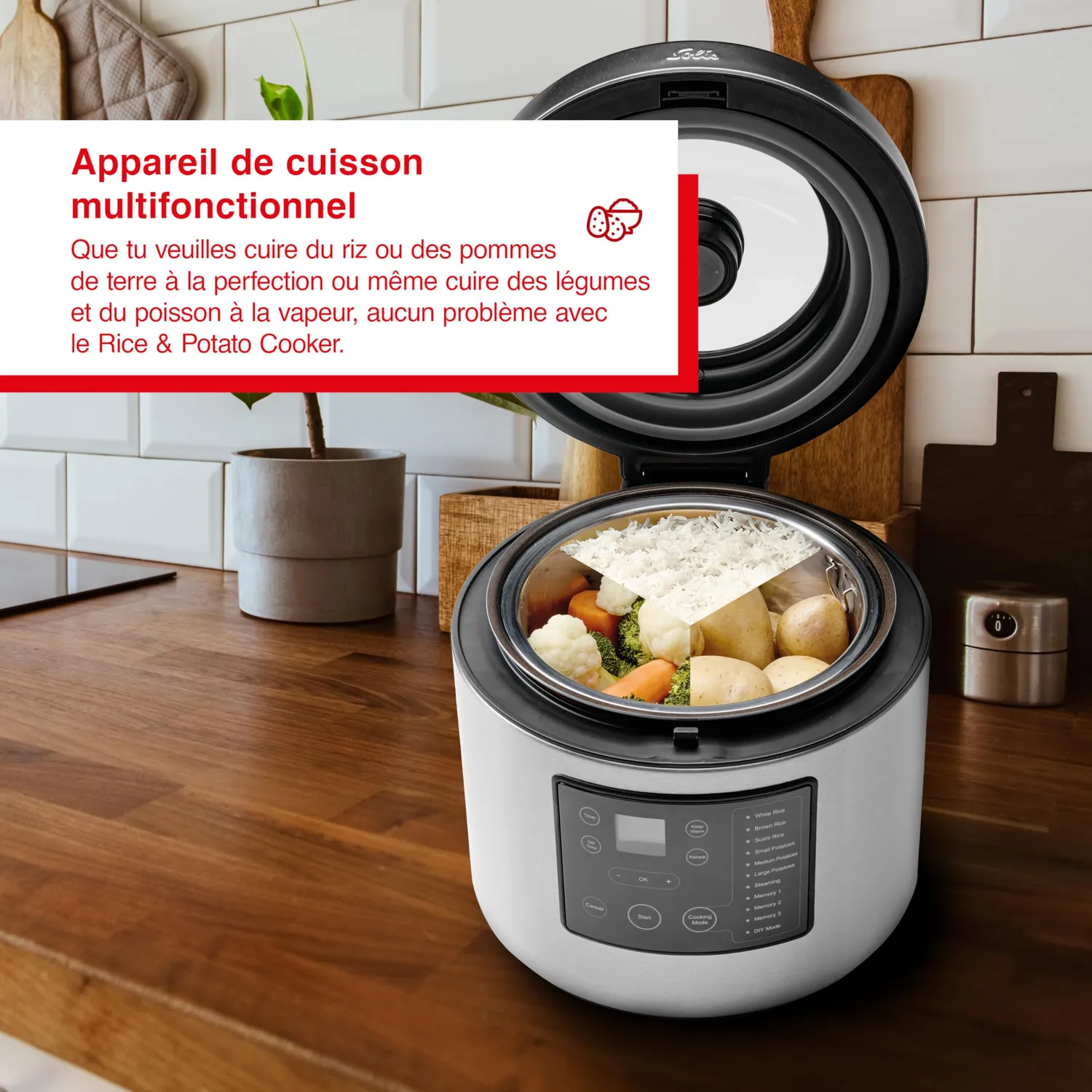 Solis Rice Potato cuiseur riz 5 L numérique inox