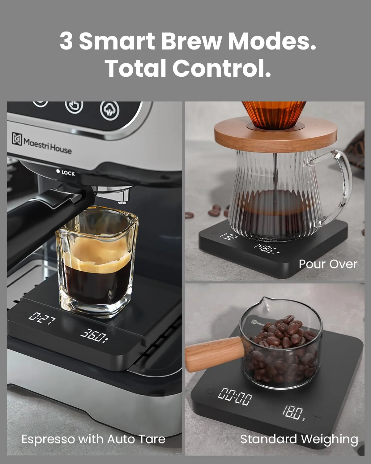 Maestri House Lab S1 Air balance espresso noire minuteur