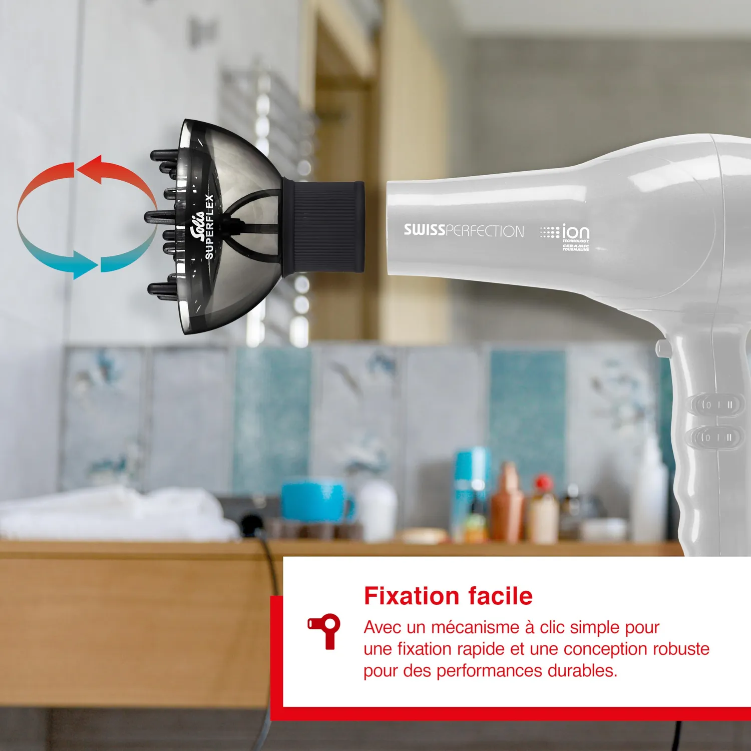 Solis Softstyler Superflex 967.68 diffuseur noir débit réglable