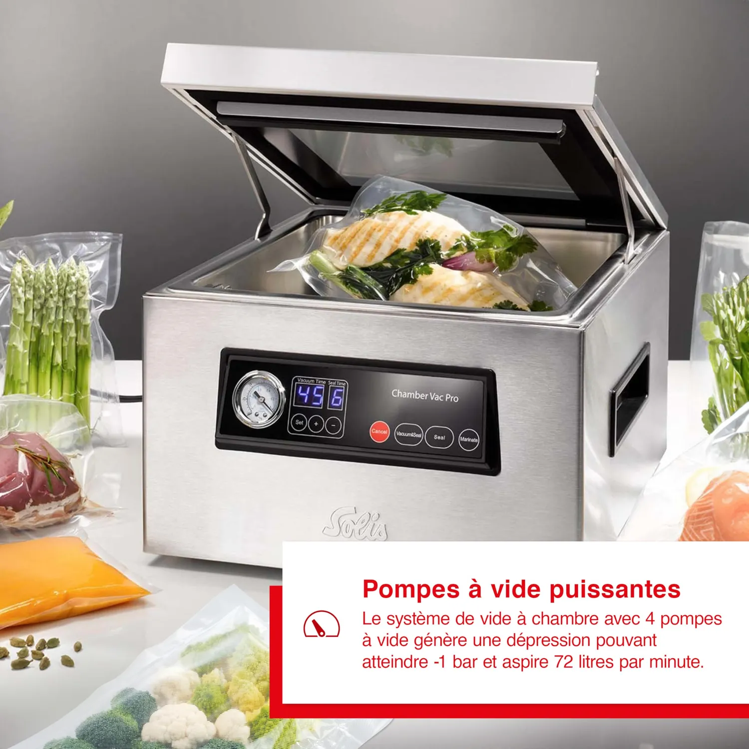 Solis Chamber Vac Pro 5702 machine sous vide 7 L + 30 sacs