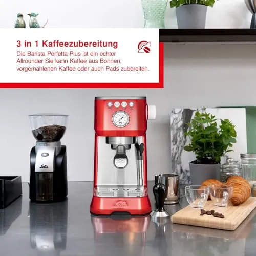 Solis Barista Perfetta Plus 1170 machine expresso rouge 15 bars