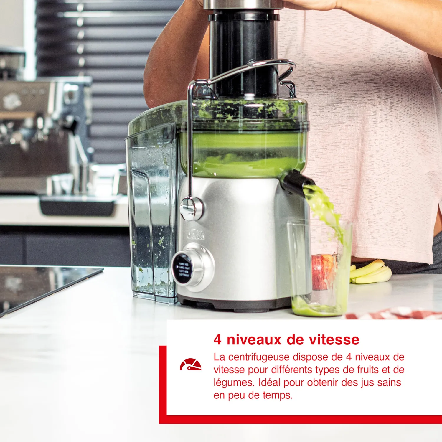Solis Juice Fountain Compact 8451 centrifugeuse inox 4 vitesses