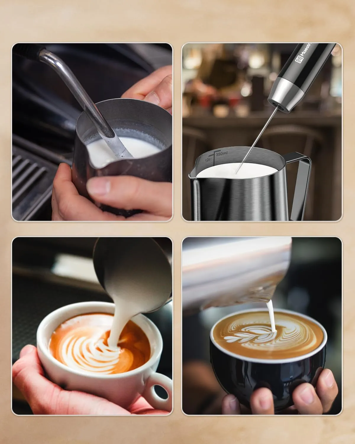 Maestri House pichet lait inox 600 ml stylo latte art