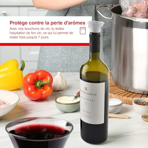 Solis bouchons vin sous vide lot de 2 avec tuyau