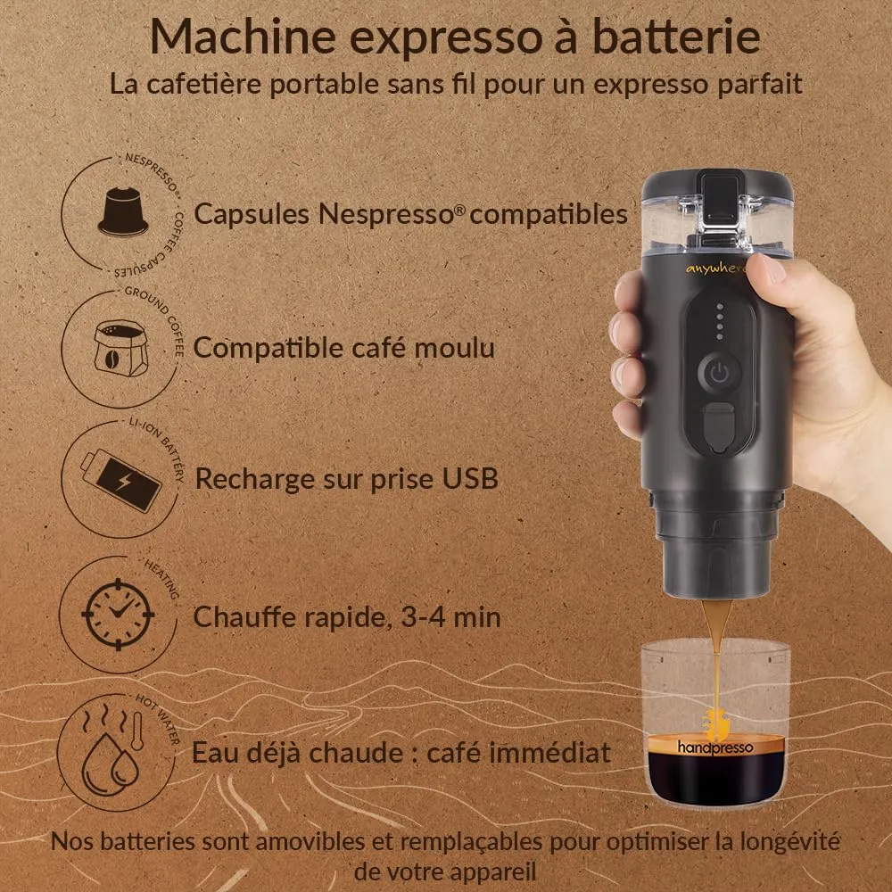 Handpresso E-Presso 21700 cafetière portable batterie