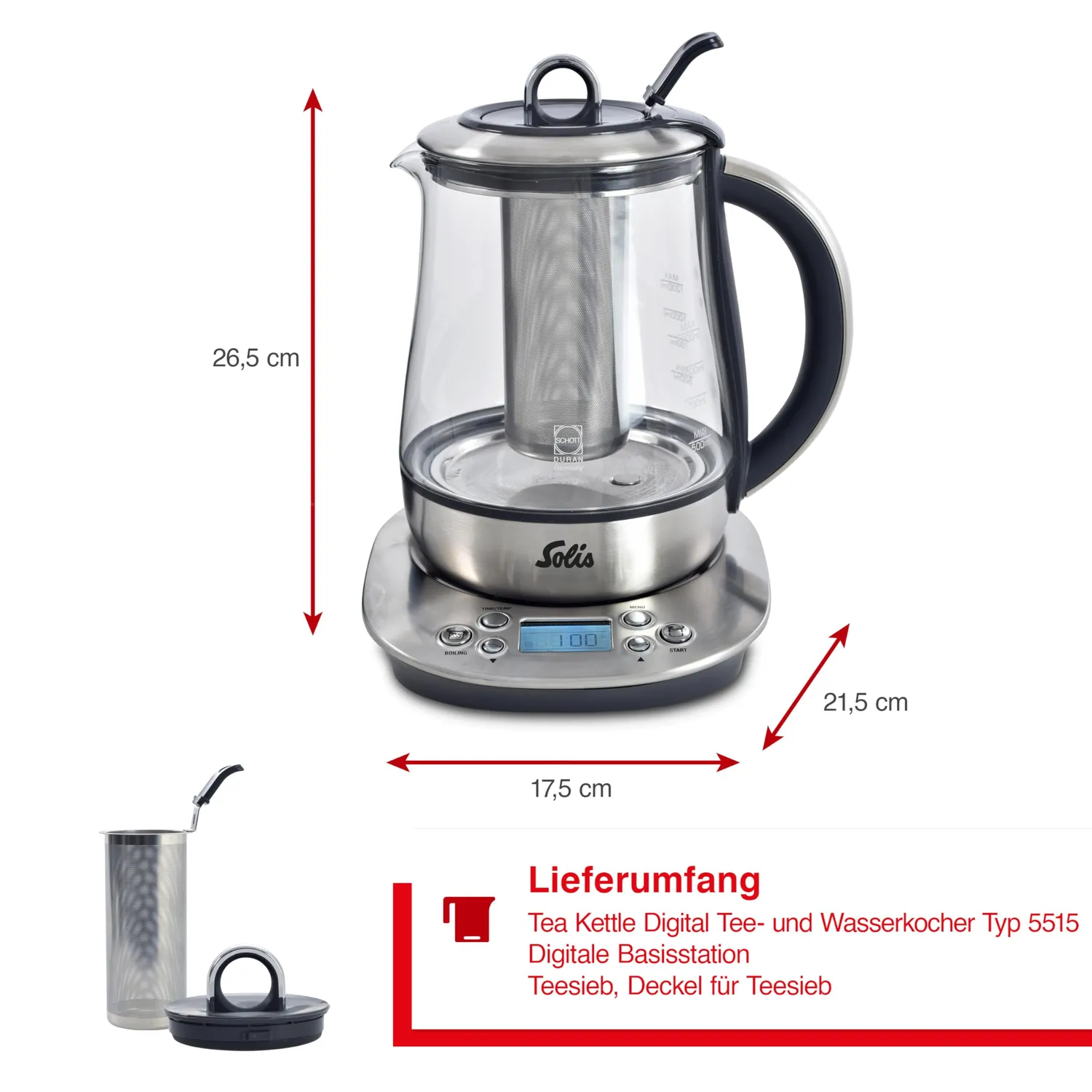 Solis 962.35 bouilloire électrique 1,2 L température