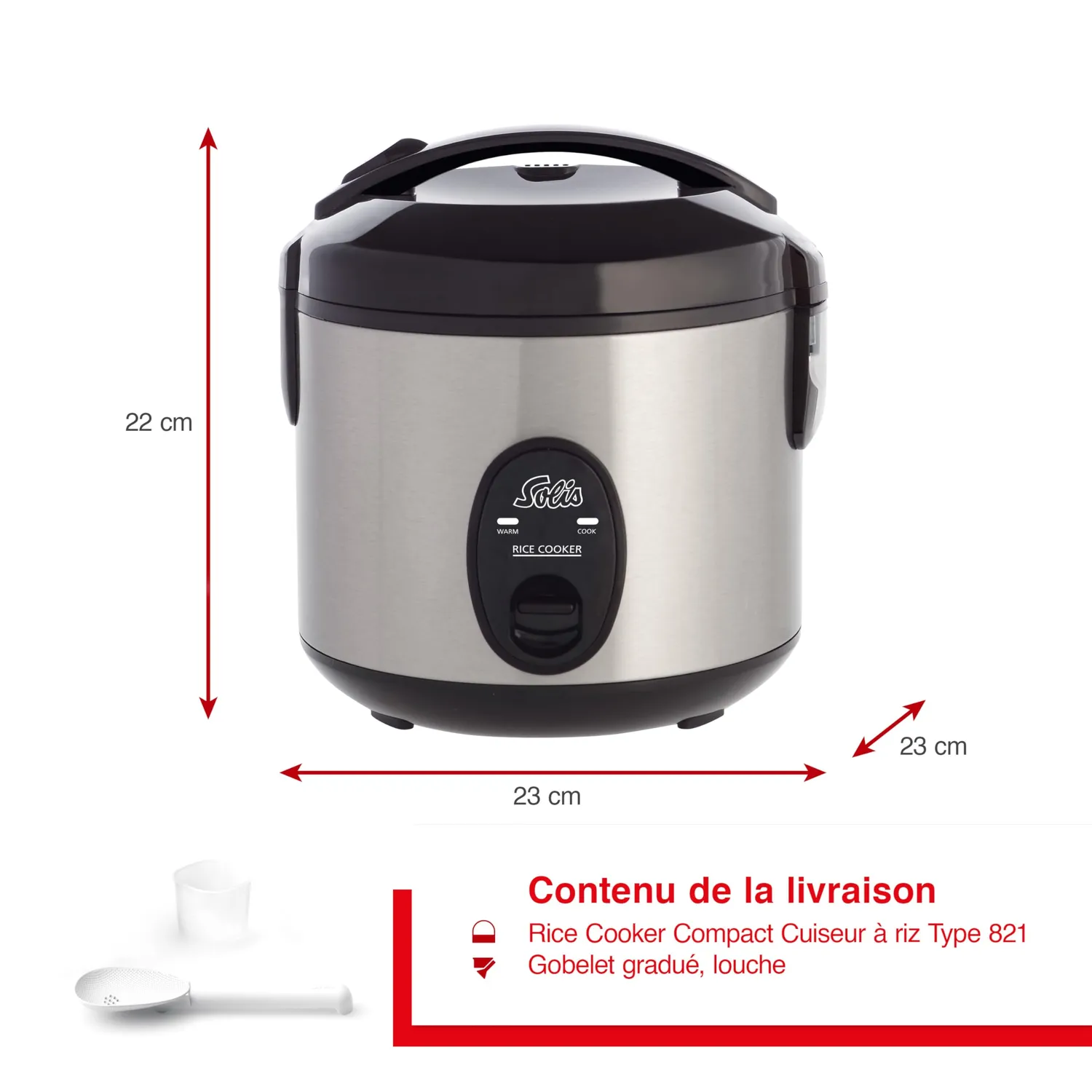 Solis 978.08 cuiseur à riz vapeur 350W antiadhésif 4 tasses