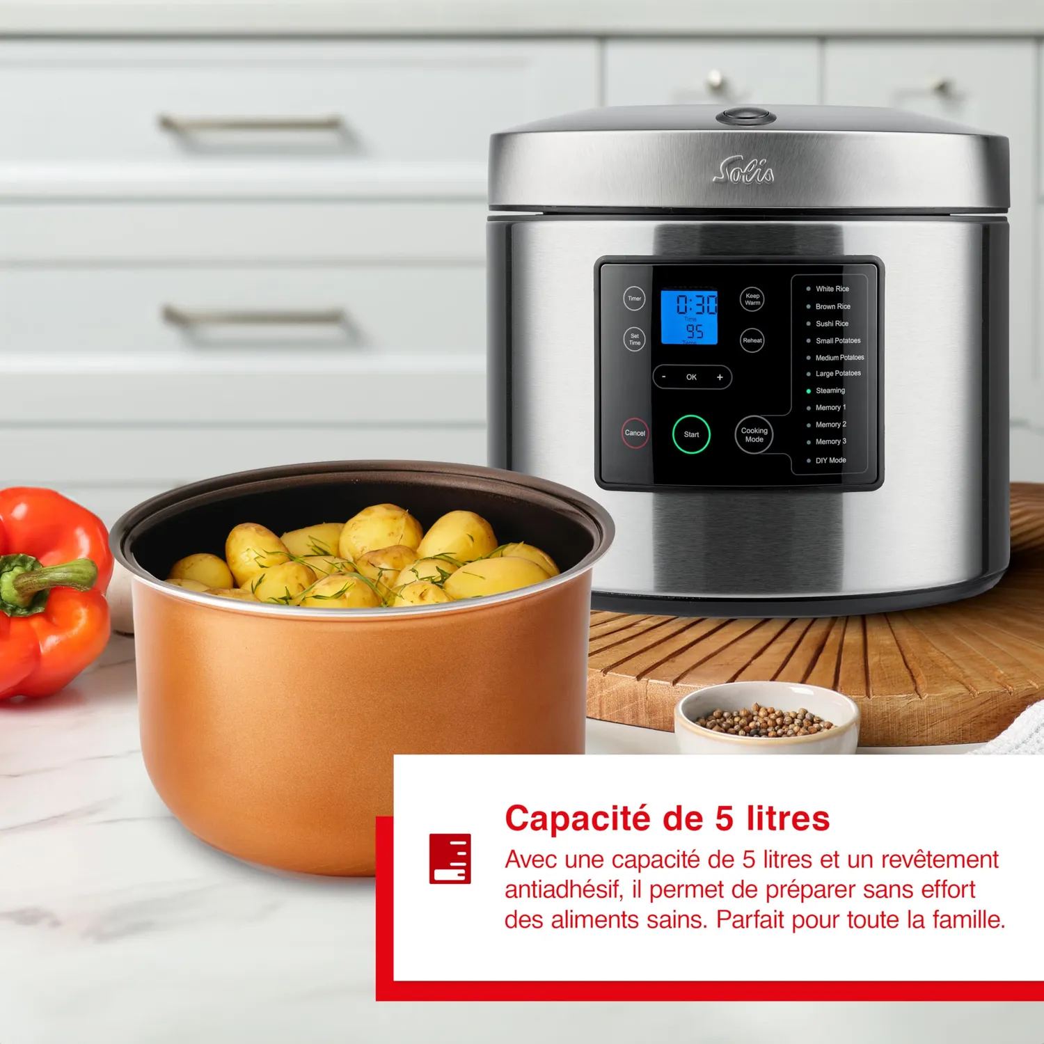 Solis Rice Potato cuiseur riz 5 L numérique inox