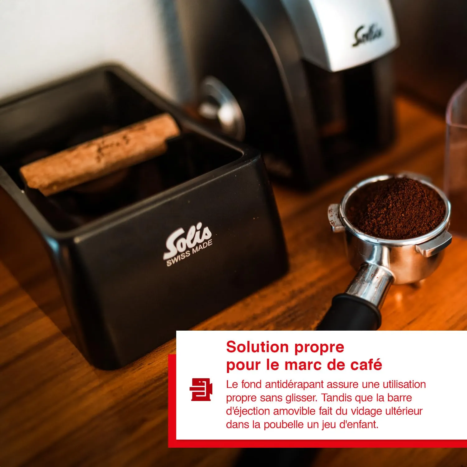 Solis Knock Box Bac à Marc Café Noir 0,8 L Antichoc