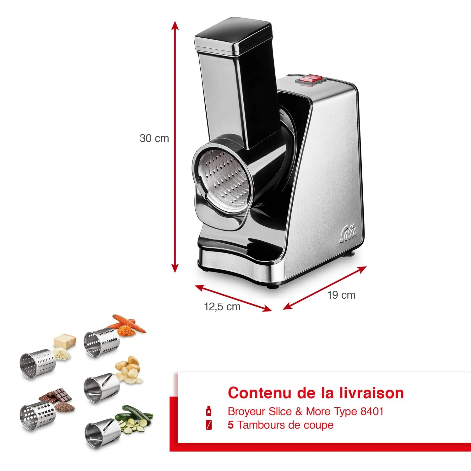 Solis Slice & More 8401 râpe électrique 5 tambours