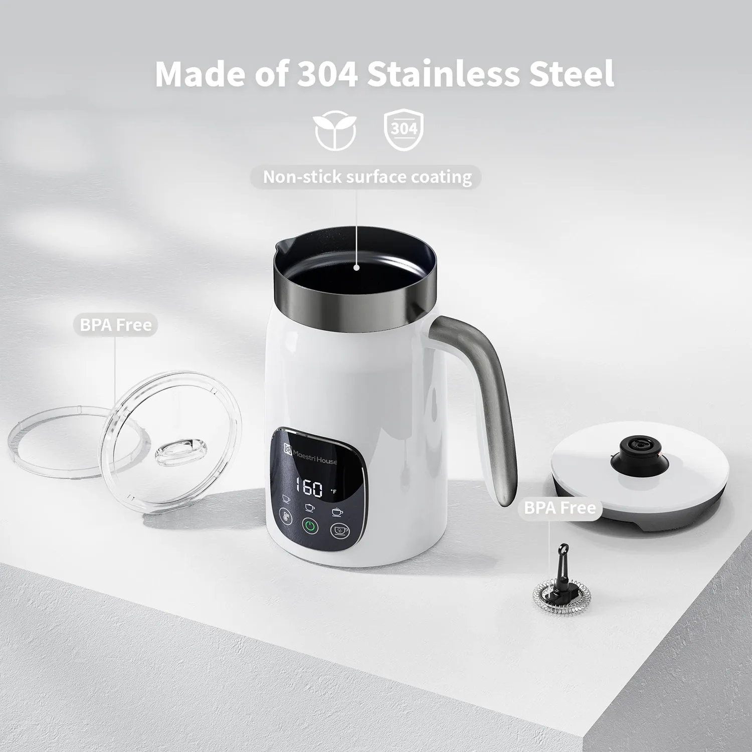 Maestri House DualFro 400 mousseur à lait blanc 400ml