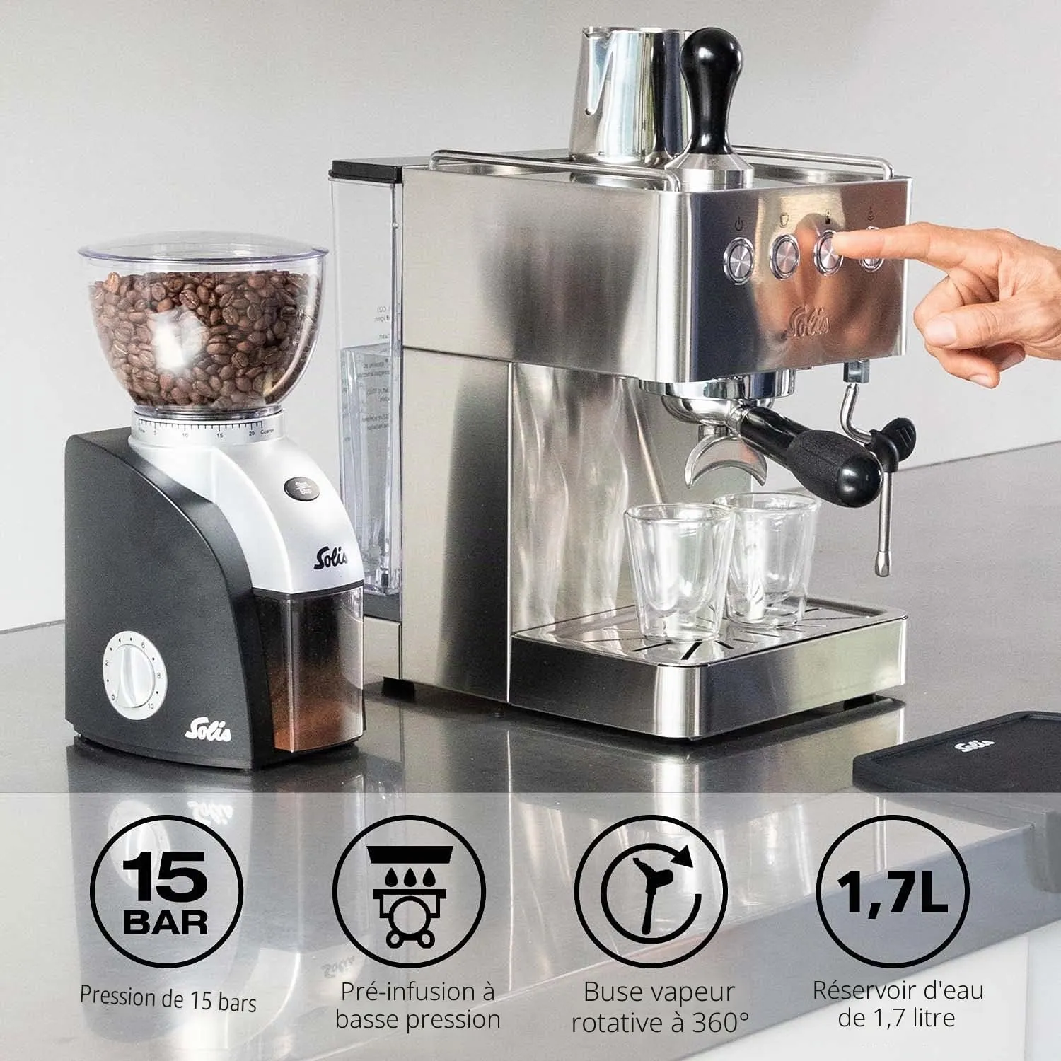 Solis Barista Gran Gusto 1014 machine expresso 1,7 L inox