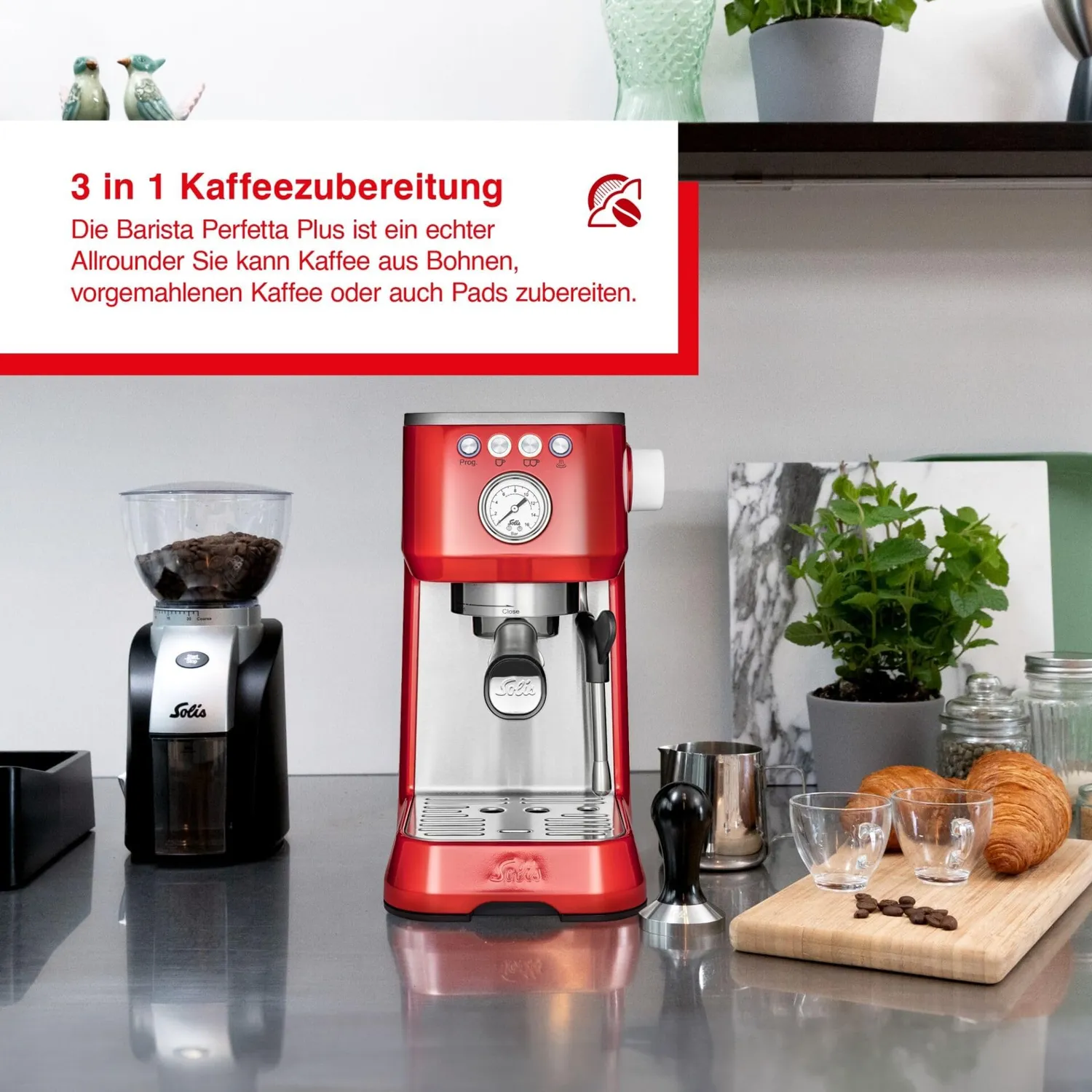 Solis Barista Perfetta Plus 1170 machine expresso rouge 15 bars